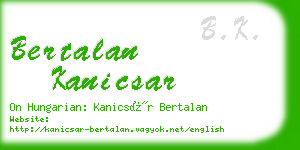 bertalan kanicsar business card